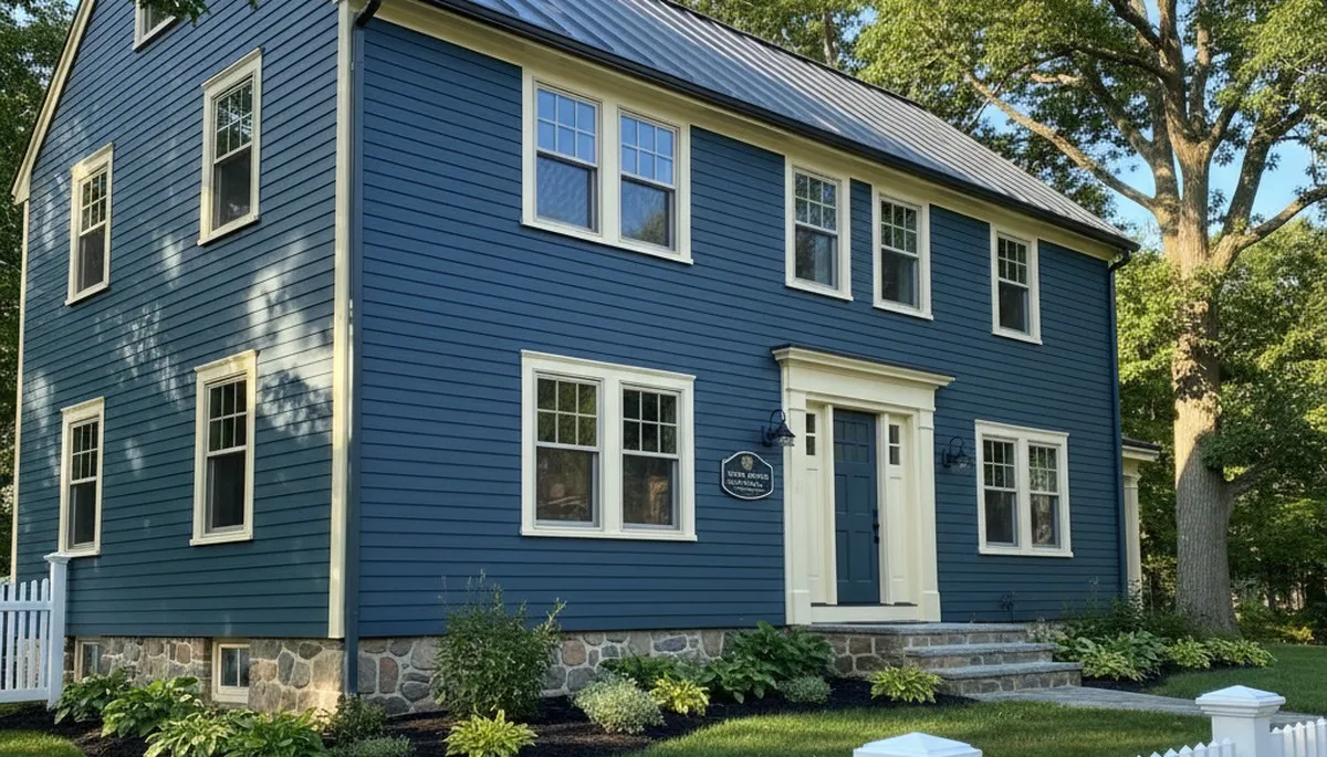 Finished exterior house painting in Concord, MA showcasing smooth, durable, weather-resistant finishes