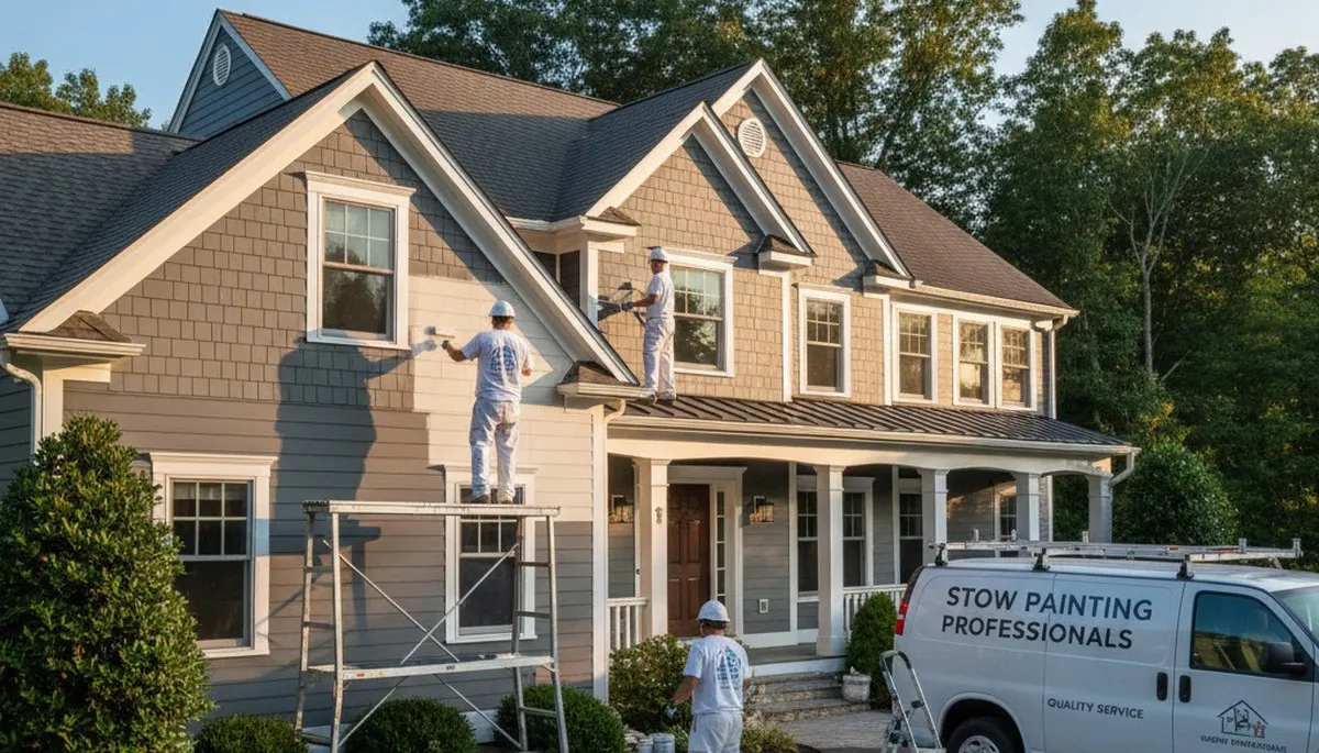 Professional house painters enhancing home exterior in Concord MA