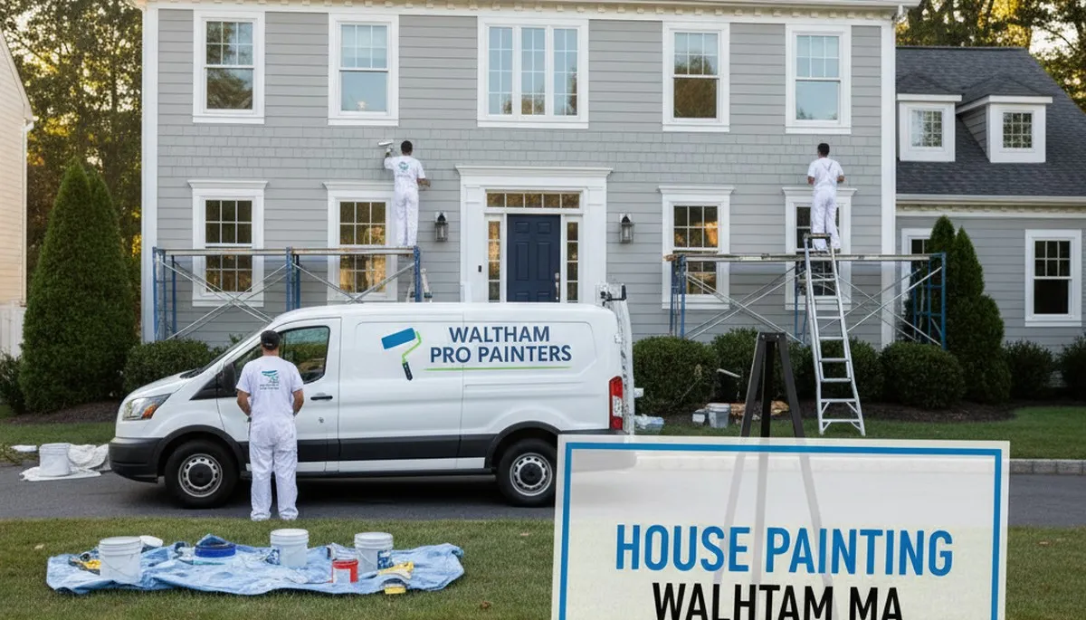 Professional house painters improving home exterior finish in Concord, MA