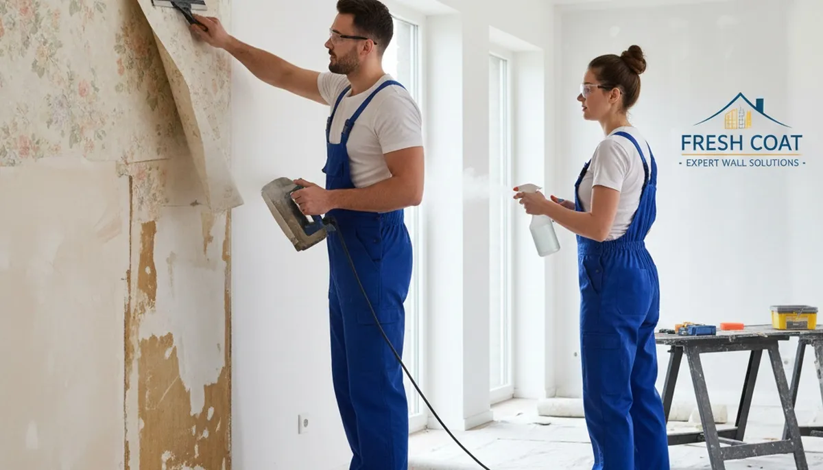 Professional wallpaper removal service in Concord MA preparing walls for painting by local experts